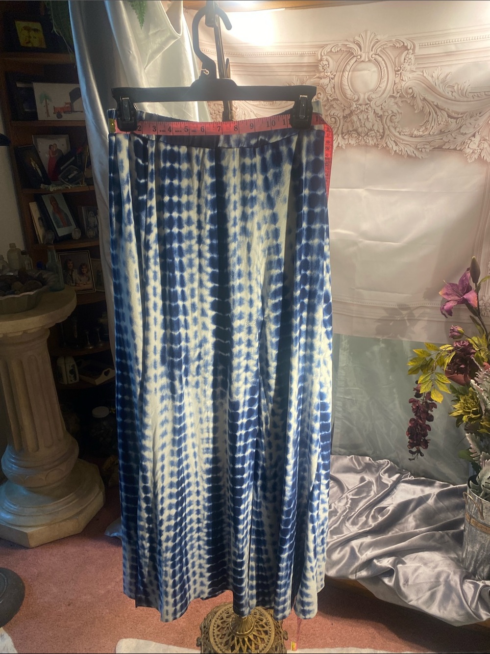 Poof! Blue and White Tie-Dye Maxi Skirt